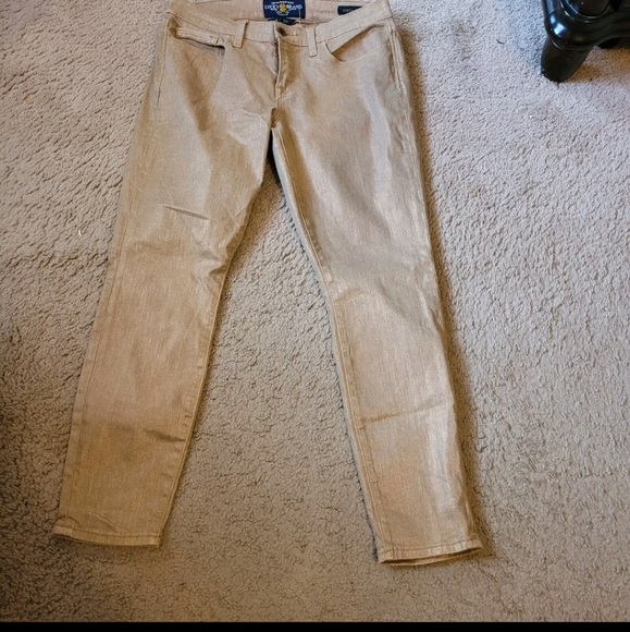 Lucky Brand Women's 8 / 29 Sofia Skinny Ankle Gold Glitter shimmer Jeans Pants - Picture 5 of 15